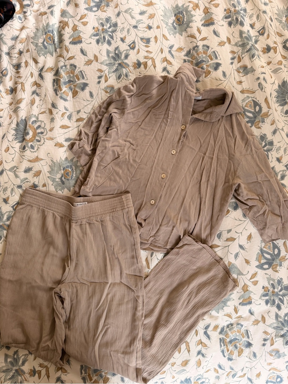 Aritzia Taupe Ribbed Two-Piece Lounge Set - Women Pants & Jumpsuits
